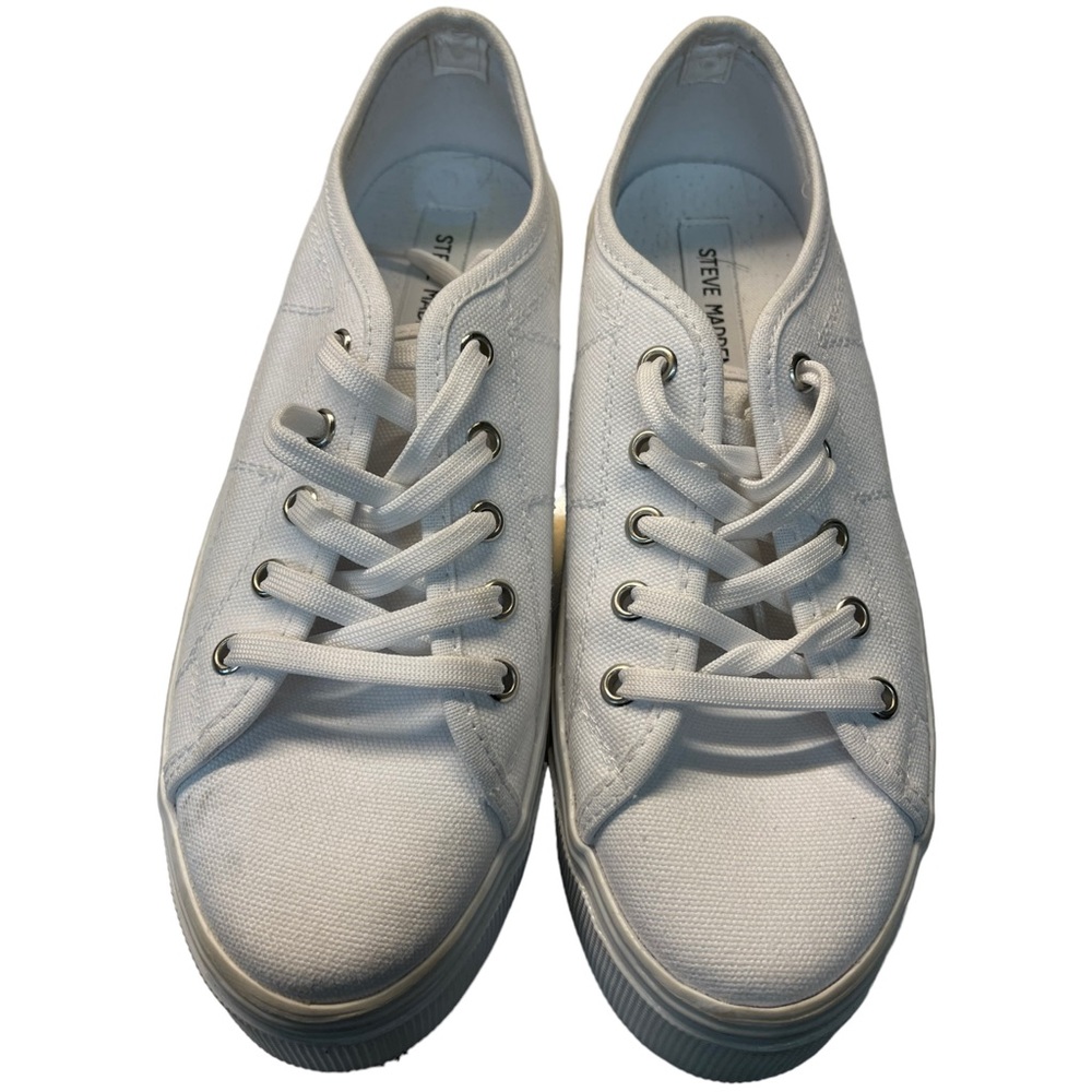 Steve Madden Mayra Platform Sneakers White Canvas… - image 3